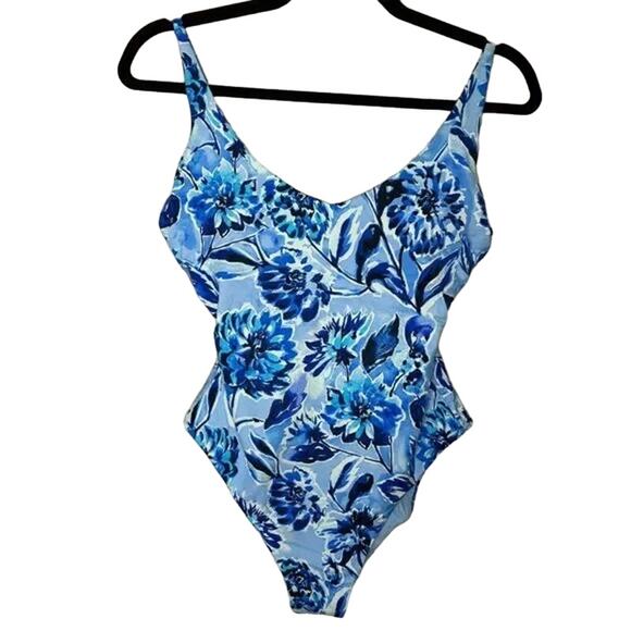 NWT Andie The Baia Floral Underwire One Piece  Swimsuit Removable Cups M Blue - Picture 2 of 15